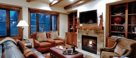 TV, fireplace