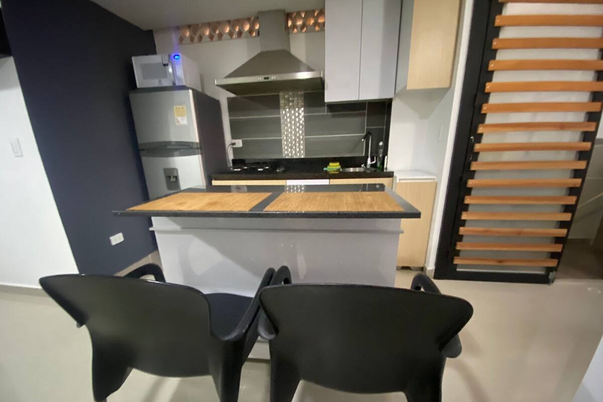 Apartamento básico, 1 quarto | Cozinha privada | Geladeira grande, fogão, cooktop, liquidificador