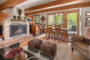 TV, fireplace