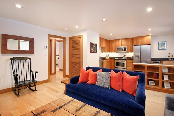 TV, fireplace - Ute Condominiums Unit 204 | Condo with Fireplace & Parking (Aspen)