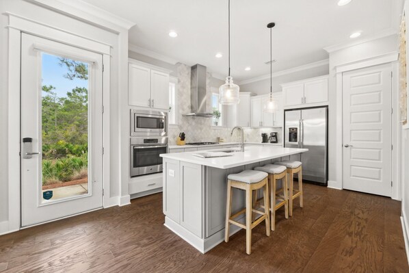 Fridge, microwave, oven, stovetop - Prominence North 30A Coastal Cottage | Bikes, Golf Cart, Heated Pool | My Beach Getaways (Inlet Beach)