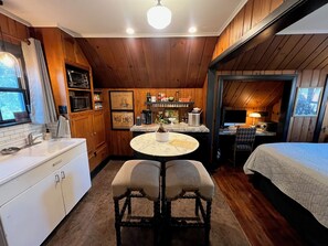 1 bedroom, desk, iron/ironing board, travel cot