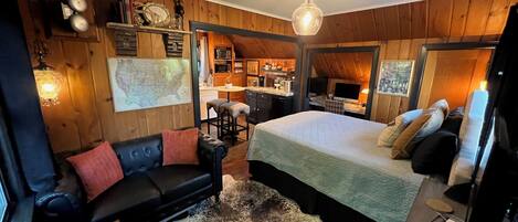 1 bedroom, desk, iron/ironing board, travel cot