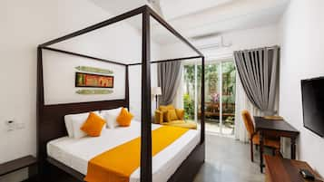 Junior Suite, 1 King Bed, Private Bathroom, Poolside | Premium bedding, in-room safe, individually decorated