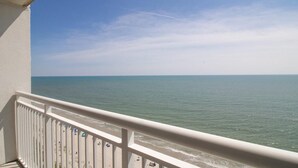 A balcony with a view of the ocean. - Gorgeous Oceanfront 1 BR Condo on 16th Floor (Myrtle Beach)