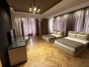 Family Quadruple Room | Premium bedding, minibar, in-room safe, desk - Five Hotel (Bishkek)
