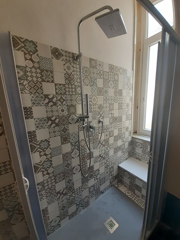 Regadera, secadora de cabello, bidet, toallas 