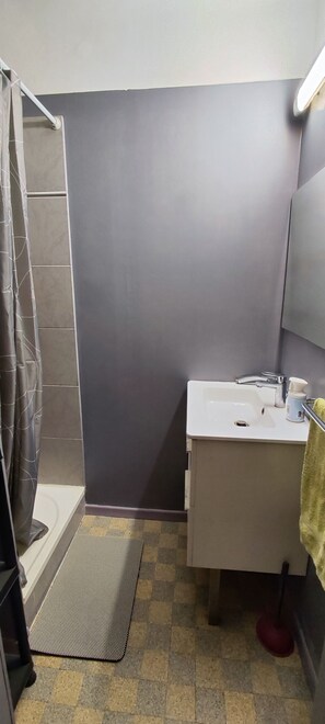 Secador de cabelo, toalhas de banho, sabonete, shampoo