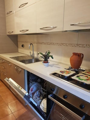 Fridge, oven, stovetop, dishwasher