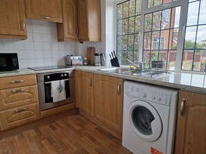 Fridge, microwave, oven, toaster