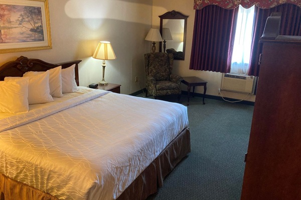 Economy Room, 1 King Bed, Non Smoking | Bathroom | Combined shower/tub, hydromassage showerhead, free toiletries