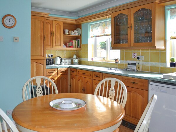 Dishwasher, highchair, cookware/dishes/utensils