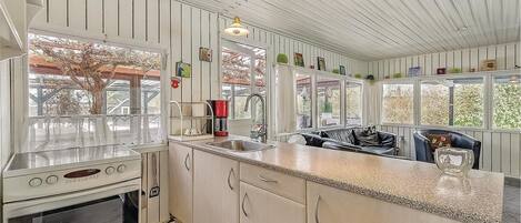 Frigorífico, placa de cocina, lavavajillas y cafetera o tetera