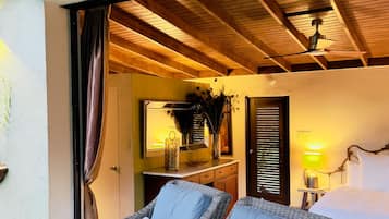 Deluxe Cabin, 1 King Bed, Terrace, Garden View | Living area | Smart speakers