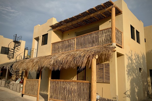 Front entrance to the bungalo, and outdoor hangout space.