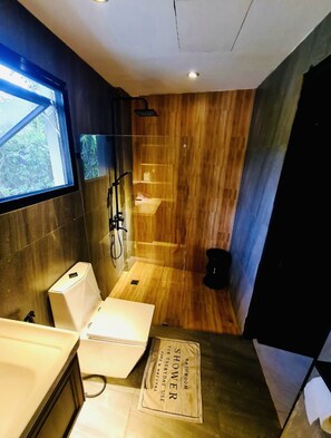 シャワー、ビデ、トイレットペーパー