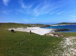 A coastal landscape with grassy terrain and a beach. - Lake House Mannin, Ballyconneely (Ballyconneely)