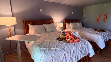 1 bedroom, desk, iron/ironing board, travel cot