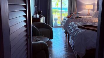 1 bedroom, desk, iron/ironing board, travel cot