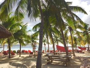 Private beach, white sand, beach cabanas, sun-loungers