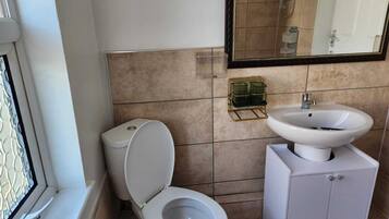 Hair dryer, towels, toilet paper