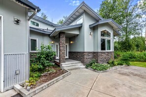 Exterior detail - Luxury Billiard Room & Bar~Wolf Lake Airport Home (Wasilla)