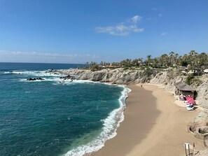 Sun-loungers, beach towels
