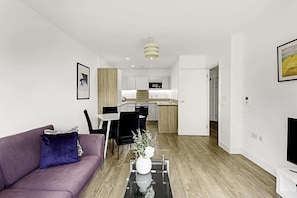 Basic Apartment, 1 King Bed | Living area | TV - Beautiful Apartment in Surrey Quays (London)