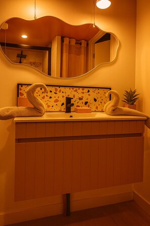 Shower, jetted bath, towels, toilet paper - Love Room private sauna and balneo pets welcome (Briord)