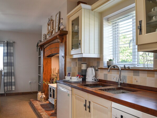 Dishwasher, high chair, cookware/dishes/utensils