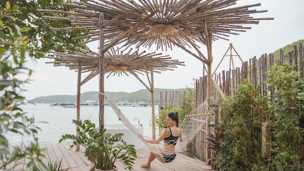 Vila Romantis, 1 kamar tidur, pemandangan samudra, tepi laut | Teras/patio