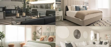 4 chambres, bureau, fer et planche à repasser, lit parapluie