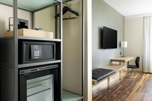 In-room safe, desk, laptop workspace, blackout drapes