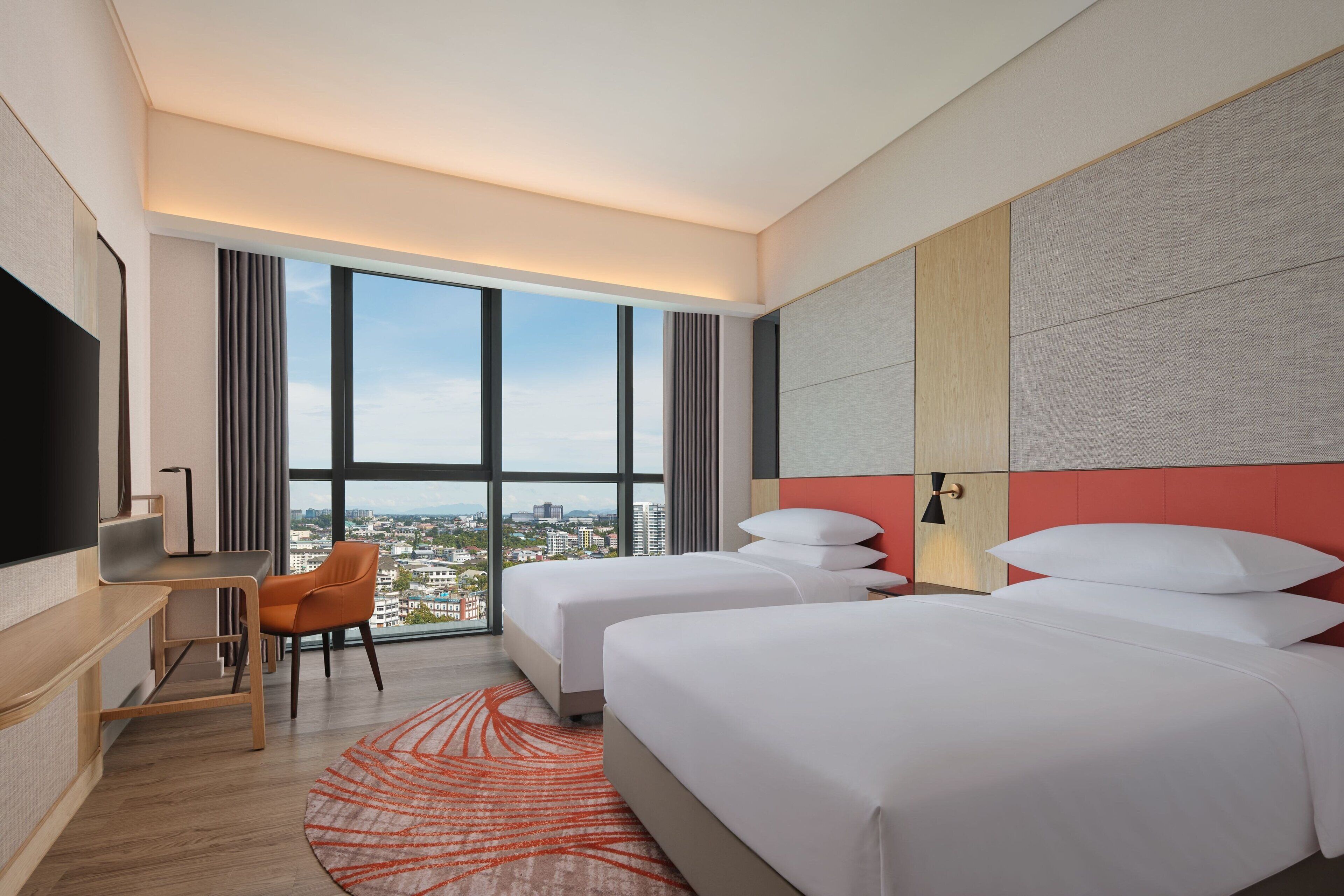 In-room safe, desk, laptop workspace, blackout curtains