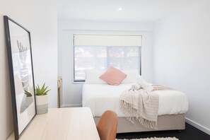 4 bedrooms, desk, iron/ironing board, travel cot