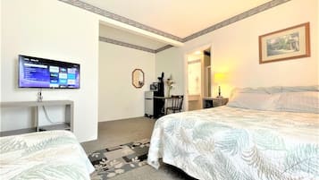 1 bedroom, desk, iron/ironing board, travel crib