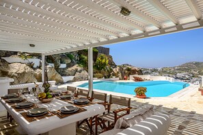 Outdoor dining - 9 Muses Villa Polymnia, 6 BR with private pool! (Mykonos)