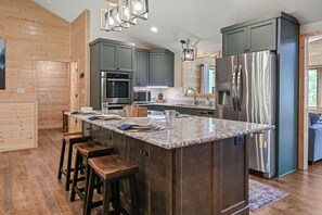 Fridge, microwave, oven, stovetop - Elevated 6BR Lodge | On Trail | Speakeasy/Game Room (Eagle River)