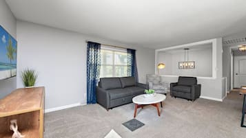 Smart TV, fireplace, video games, foosball