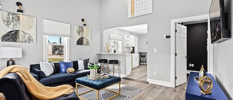 Smart TV, fireplace, video games