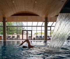 Indoor pool, open 9:00 AM to 9:00 PM, sun loungers
