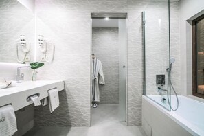 Shower, free toiletries, hair dryer, bathrobes