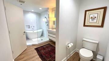 Bathtub, hair dryer, towels