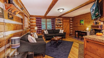 Smart TV, fireplace, DVD player