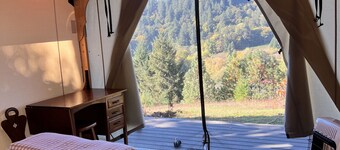 Amico Farm cozy wine country all weather Vista Tent with stunning views