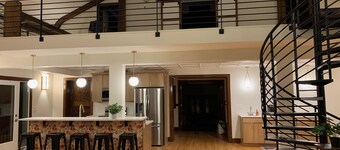 Stay in a remodeled church near ski hill, snowmobile trails and river to kayak!!