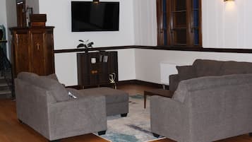 Smart TV, video games, DVD player, foosball