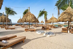 Private beach, beach cabanas, sun loungers, beach umbrellas