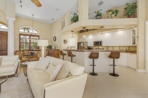 Smart TV, fireplace, books, computer monitors - Villa Haze – Private Pool, Hot Tub & Backyard Oasis near Fort Myers Beaches (Cape Coral)