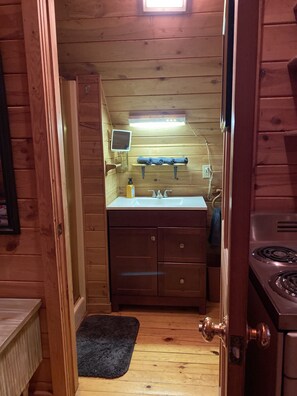 Shower, towels, soap, shampoo